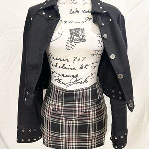 Rock Steady Clothing Pink Plaid Punk Rock Mini Skirt BNWT Sz M